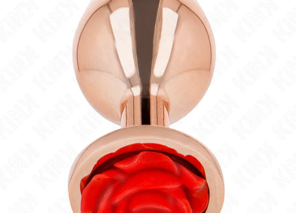 KINK - ROSA GOLDENER ANALSTECKER MIT ROTER ROSE S