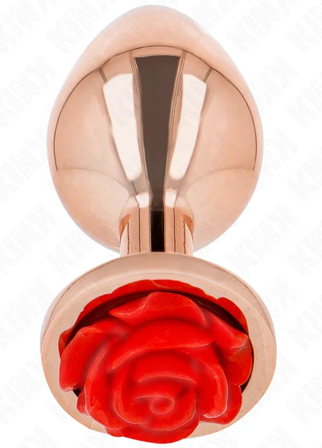 KINK - ROSA GOLDENER ANALSTECKER MIT ROTER ROSE S