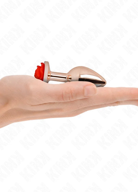KINK - ROSA GOLDENER ANALSTECKER MIT ROTER ROSE S