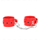 KINK - ROTE HANDGELENKSFESSELN MIT SCHWARZER HERZEINLAGE VERSTELLBAR 21-28 CM X 5,5 CM