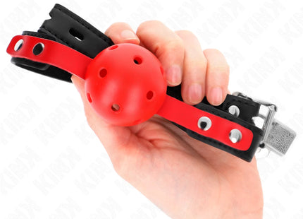 KINK - ROTER HOHLKUGEL 4 CM KNEBEL SCHWARZER GURT 60 x 2 CM VERSTELLBAR 37-52 CM