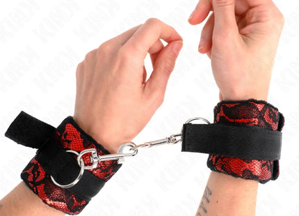 KINK - SCANDAL HANDGELENKSFESSELN ROT-SCHWARZ