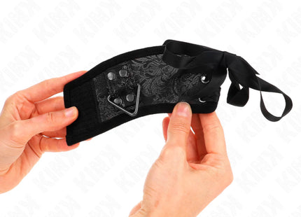 KINK - SCANDAL HANDGELENKSFESSELN SCHWARZE SPITZENDETAILS 24,5 CM X 6,5 CM