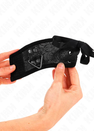KINK - SCANDAL HANDGELENKSFESSELN SCHWARZE SPITZENDETAILS 24,5 CM X 6,5 CM