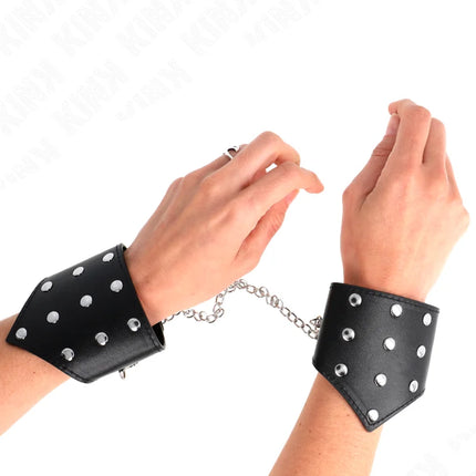 KINK - SCHWARZE ARMBÄNDER IM POINT-STIL MIT KETTE VERSTELLBAR 17-23 CM X 8,5 CM