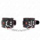 KINK - SCHWARZE HANDGELENKFESSELN MIT ROTER HERZEINLAGE VERSTELLBAR 21-28 CM X 5,5 CM