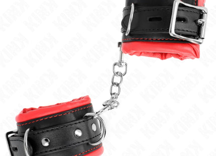 KINK - SCHWERE HANDGELENKSFESSELN MIT ROTEM PELZFUTTER VERSTELLBAR 20-30 CM X 6 CM
