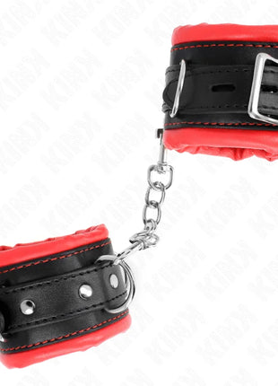 KINK - SCHWERE HANDGELENKSFESSELN MIT ROTEM PELZFUTTER VERSTELLBAR 20-30 CM X 6 CM
