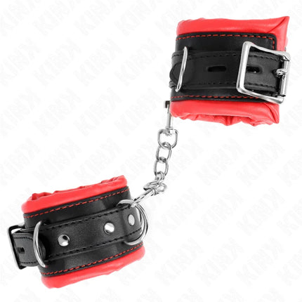 KINK - SCHWERE HANDGELENKSFESSELN MIT ROTEM PELZFUTTER VERSTELLBAR 20-30 CM X 6 CM