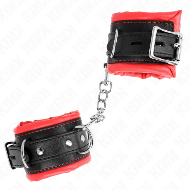 KINK - SCHWERE HANDGELENKSFESSELN MIT ROTEM PELZFUTTER VERSTELLBAR 20-30 CM X 6 CM