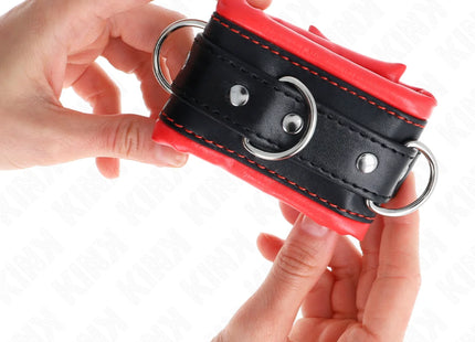 KINK - SCHWERE HANDGELENKSFESSELN MIT ROTEM PELZFUTTER VERSTELLBAR 20-30 CM X 6 CM