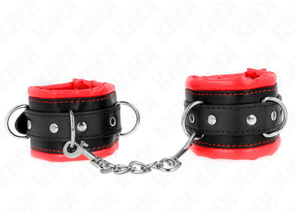 KINK - SCHWERE HANDGELENKSFESSELN MIT ROTEM PELZFUTTER VERSTELLBAR 20-30 CM X 6 CM