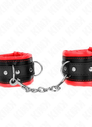 KINK - SCHWERE HANDGELENKSFESSELN MIT ROTEM PELZFUTTER VERSTELLBAR 20-30 CM X 6 CM