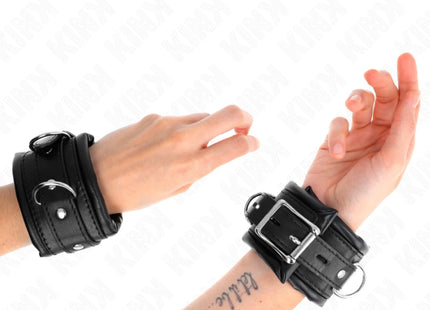 KINK - SCHWERE HANDGELENKSFESSELN MIT SCHWARZEM PELZFUTTER VERSTELLBAR 20-30 CM X 6 CM