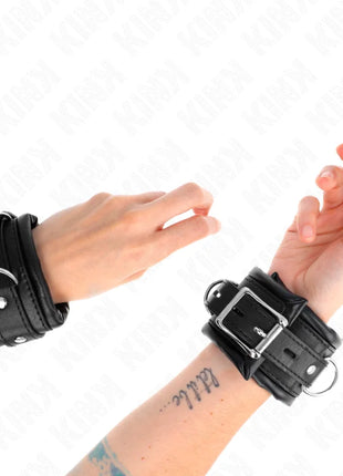KINK - SCHWERE HANDGELENKSFESSELN MIT SCHWARZEM PELZFUTTER VERSTELLBAR 20-30 CM X 6 CM