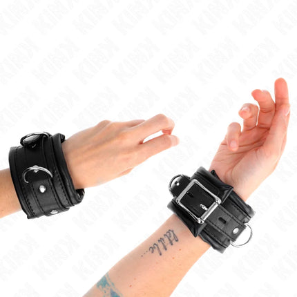 KINK - SCHWERE HANDGELENKSFESSELN MIT SCHWARZEM PELZFUTTER VERSTELLBAR 20-30 CM X 6 CM