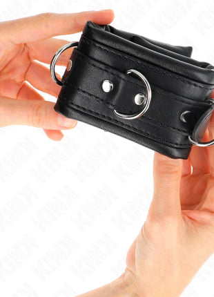 KINK - SCHWERE HANDGELENKSFESSELN MIT SCHWARZEM PELZFUTTER VERSTELLBAR 20-30 CM X 6 CM
