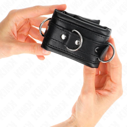 KINK - SCHWERE HANDGELENKSFESSELN MIT SCHWARZEM PELZFUTTER VERSTELLBAR 20-30 CM X 6 CM