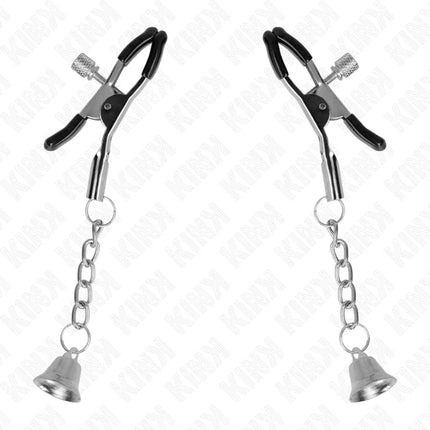 KINK - SILBERNE NIPPELKLEMMEN MIT GLOCKENANHÄNGER 6 CM