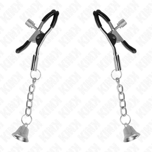 KINK - SILBERNE NIPPELKLEMMEN MIT GLOCKENANHÄNGER 6 CM