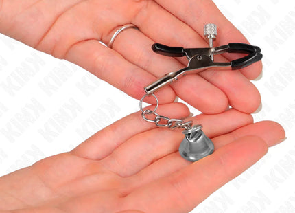 KINK - SILBERNE NIPPELKLEMMEN MIT GLOCKENANHÄNGER 6 CM