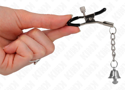 KINK - SILBERNE NIPPELKLEMMEN MIT GLOCKENANHÄNGER 6 CM