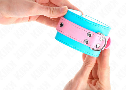 KINK - SÜßE HANDGELENKFESSELN BLAU/ROSA VERSTELLBAR 16-28 CM X 5 CM