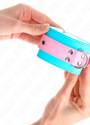 KINK - SÜßE HANDGELENKFESSELN BLAU/ROSA VERSTELLBAR 16-28 CM X 5 CM