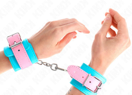 KINK - SÜßE HANDGELENKFESSELN BLAU/ROSA VERSTELLBAR 16-28 CM X 5 CM