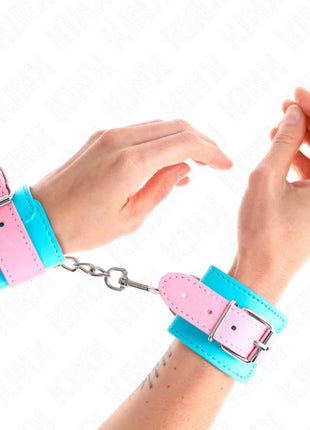 KINK - SÜßE HANDGELENKFESSELN BLAU/ROSA VERSTELLBAR 16-28 CM X 5 CM