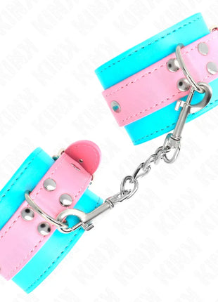 KINK - SÜßE HANDGELENKFESSELN BLAU/ROSA VERSTELLBAR 16-28 CM X 5 CM
