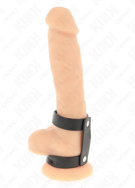 KINK - VERSTELLBARER DOPPELTER PENISRING AUS LEDER