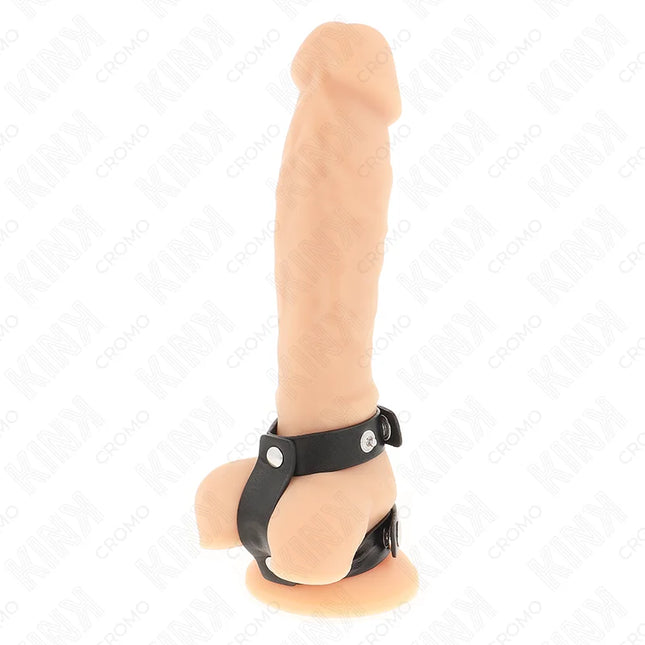 KINK - VERSTELLBARER DOPPELTER PENISRING AUS LEDER