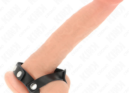 KINK - VERSTELLBARER PENISRING AUS LEDER UND HODENTEILGURT