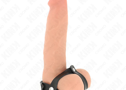 KINK - VERSTELLBARER PENISRING AUS LEDER UND HODENTEILGURT