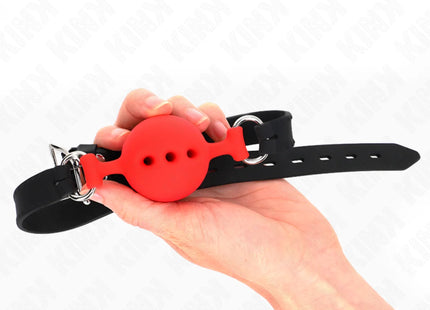 KINK - VOLLSILIKON-KLAPPEN 55 x 2 CM MIT 4,5 CM KUGEL GRÖSSE M ROT VERSTELLBAR 35-51 CM