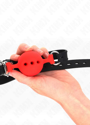 KINK - VOLLSILIKON-KLAPPEN 55 x 2 CM MIT 4,5 CM KUGEL GRÖSSE M ROT VERSTELLBAR 35-51 CM