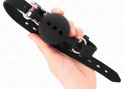 KINK - VOLLSILIKON-KLAPPEN 55 x 2 CM MIT 4,5 CM KUGEL GRÖSSE M SCHWARZ VERSTELLBAR 35-51 CM