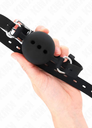 KINK - VOLLSILIKON-KLAPPEN 55 x 2 CM MIT 4,5 CM KUGEL GRÖSSE M SCHWARZ VERSTELLBAR 35-51 CM