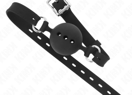 KINK - VOLLSILIKON-KLAPPEN 55 x 2 CM MIT 4,5 CM KUGEL GRÖSSE M SCHWARZ VERSTELLBAR 35-51 CM