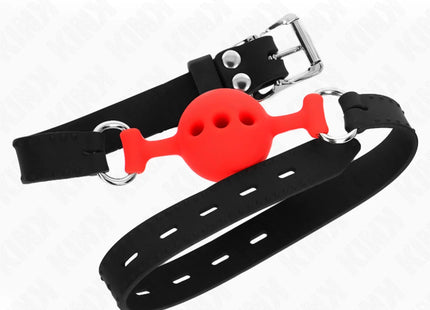 KINK - VOLLSILIKON-KLAPPEN 55 x 2 CM MIT 4 CM KUGEL GRÖSSE S ROT VERSTELLBAR 35-51 CM