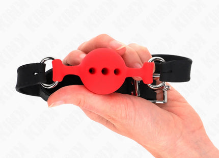 KINK - VOLLSILIKON-KLAPPEN 55 x 2 CM MIT 4 CM KUGEL GRÖSSE S ROT VERSTELLBAR 35-51 CM