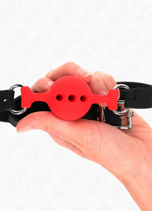 KINK - VOLLSILIKON-KLAPPEN 55 x 2 CM MIT 4 CM KUGEL GRÖSSE S ROT VERSTELLBAR 35-51 CM