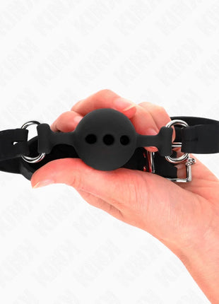 KINK - VOLLSILIKON-KLAPPEN 55 x 2 CM MIT 4 CM KUGEL GRÖSSE S SCHWARZ VERSTELLBAR 35-51 CM