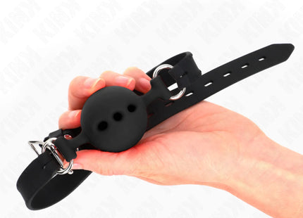 KINK - VOLLSILIKON-KLAPPEN 55 x 2 CM MIT 5 CM KUGEL GRÖSSE L SCHWARZ VERSTELLBAR 35-51 CM