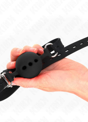 KINK - VOLLSILIKON-KLAPPEN 55 x 2 CM MIT 5 CM KUGEL GRÖSSE L SCHWARZ VERSTELLBAR 35-51 CM