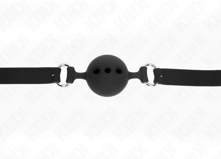 KINK - VOLLSILIKON-KLAPPEN 55 x 2 CM MIT 5 CM KUGEL GRÖSSE L SCHWARZ VERSTELLBAR 35-51 CM