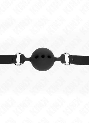 KINK - VOLLSILIKON-KLAPPEN 55 x 2 CM MIT 5 CM KUGEL GRÖSSE L SCHWARZ VERSTELLBAR 35-51 CM