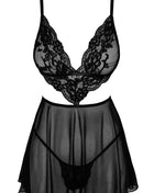 KISS242 Negligee aus Netz und Spitze von Kissable - S/M / Black - Negligee