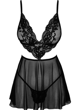 KISS242 Negligee aus Netz und Spitze von Kissable - S/M / Black - Negligee